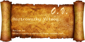 Osztrovszky Vilmos névjegykártya